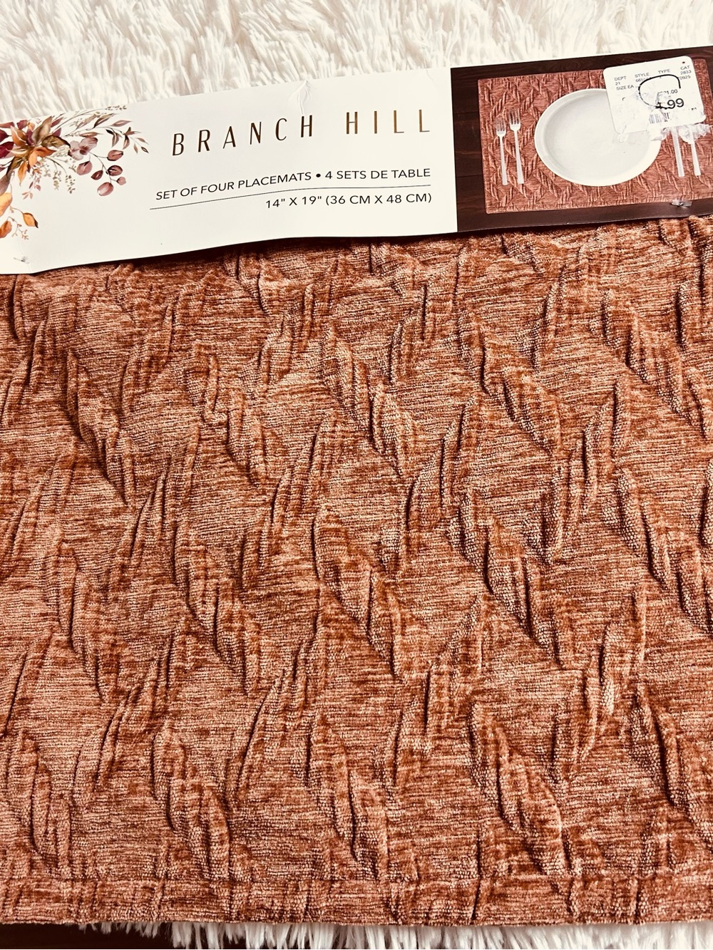 Branch Hill Copper Textured Placemat Set of 4  textured rust fabric NWT - Picture 6 of 10
